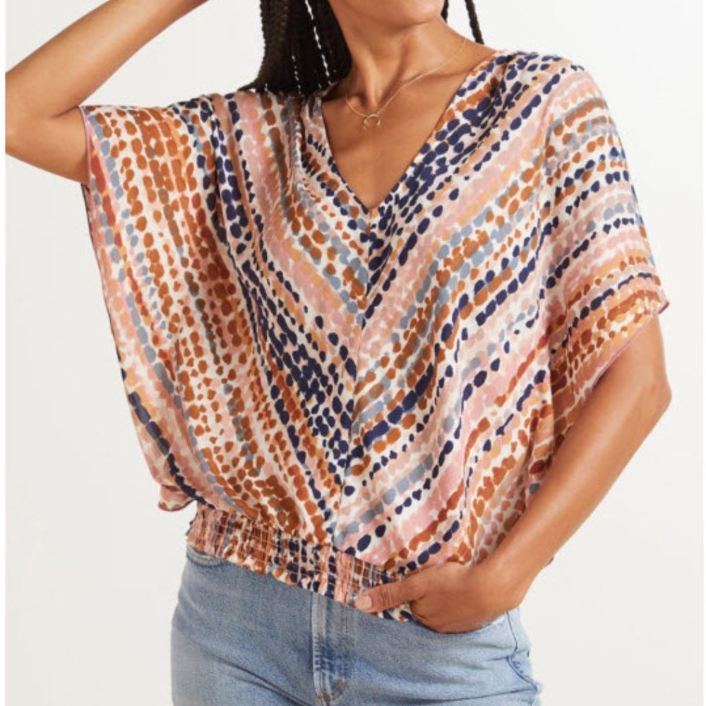 Evereve Roan + Ryan Kylie V Neck Blouse Sz XS NWT